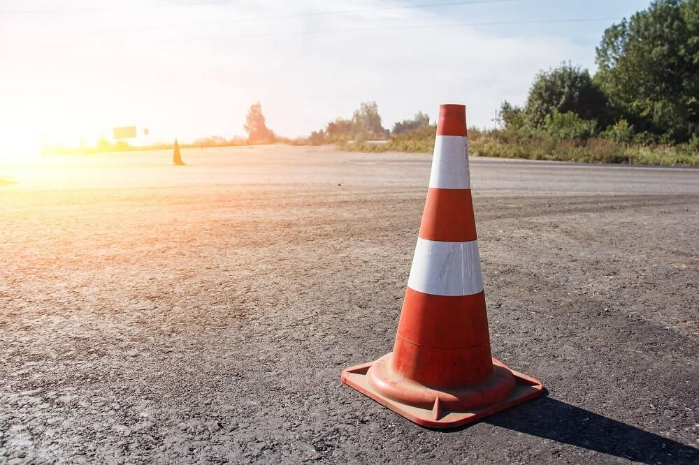 Pylonen auf Fahrsicherheitsgelände